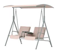 Outsunny Balancelle Hollywood, Balancelle de jardin, Balancelle 2 places avec auvent, 175 x 112 x 165 cm, Beige