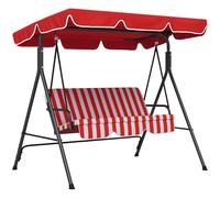 Outsunny Balancelle Noire 3 Places en Acier et Polyester Rouge avec Toit Réglable et Coussins Aosom France