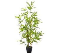 Outsunny Bambou artificiel hauteur 1,2 m 369 feuilles denses réalistes pot inclus noir avec lichen vert Vert G