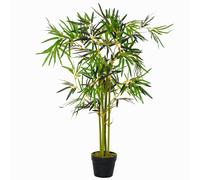 Outsunny Bambou artificiel hauteur 1,2 m 552 feuilles & lichen denses réalistes pot inclus noir
