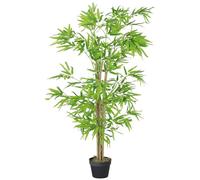 Bambou Artificiel Hauteur 1,5 m 644 Feuilles denses réalistes Pot Inclus Noir avec Lichen Vert