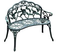Outsunny Banc de Jardin 2 Places Style nšŠo-ršŠtro Motif Rose Lignes fuselšŠes 100L x 54l x 78H cm Fonte d'aluminium Vert Vieilli