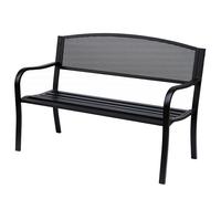 Outsunny Banc 3 Places de Jardin Style Contemporain Terrasse Acier Epoxy Anticorrosion 127 x 60 x 85 cm Noir