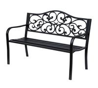 Outsunny Banc 3 Places de Jardin Style Cosy Chic Terrasse Acier Epoxy Anticorrosion 127 x 60 x 85 cm Noir