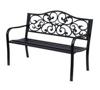 Outsunny Banc 3 Places de Jardin Style Cosy Chic Terrasse Acier Epoxy Anticorrosion 127 x 60 x 85 cm Noir