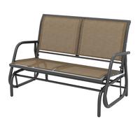 Outsunny Banc à bascule 2 places de jardin en métal et tissu en maille, 120x70x85 cm, Marron clair