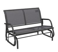 Outsunny Banc à Bascule de Jardin 2 Places Design Contemporain Grand Confort accoudoirs Assise, Dossier Ergonomique Acier textilène Gris