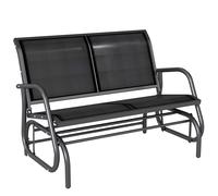 Outsunny Banc à bascule de jardin 2 places design contemporain grand confort accoudoirs assise et dossier ergonomique acier textilène noir