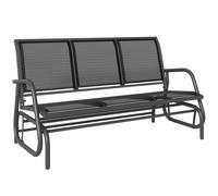 Outsunny Banc à Bascule de Jardin 3 Places Design Contemporain accoudoirs Assise et Dossier Ergonomique Acier textilène 147x75x85cm Noir