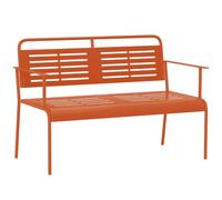 Outsunny Banc de Jardin 2 Places Acier avec Accoudoirs 121x64x84 cm Rouge | Banc Extérieur Jardin, avec Dossier, pour Balcon Terrasse Patio Véranda Pelouse