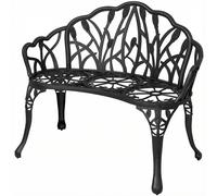 Outsunny Banc de jardin 2 places Aluminium moulé résistant aux intempéries Banc d'extérieur avec dossier tulipes motif fleurs 99 x 57 x 78 cm