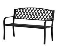 Outsunny Banc de Jardin 2 Places avec Accoudoirs en Acier et Fonte, 128x58.5x89cm, Noir