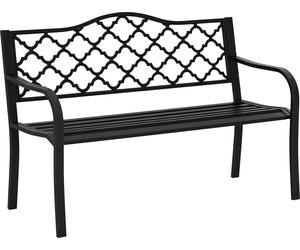 Outsunny Banc de jardin 2 places banc extšŠrieur jardin en fonte style antique avec accoudoirs et dossier, banquette extšŠrieure pour balcon terrasse patio všŠranda pelouse, 128 x 58,5 x 89 cm, noir