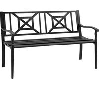 Outsunny Banc de jardin 2 places banquette extšŠrieur terrasse patio dossier haut assise š€ lattes accoudoirs confortables acier 128 x 62,5 x 81,5 cm noir
