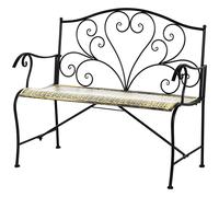 Outsunny Banc de jardin 2 places design rétro raffiné grand confort accoudoirs dossier haut ergonomiques métal 100 x 50 x 88 cm noir