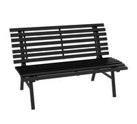 Outsunny Banc de Jardin 2 Places Dossier à Lattes 123L x 67l x 79H cm Noir | Banquette Extérieur, Assise, en Aluminium