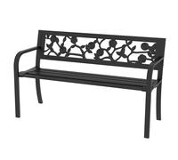 Outsunny Banc de Jardin 2 Places en Acier avec Dossier Décoré et Accoudoirs, 127x50x75cm, Noir