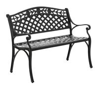 Outsunny Banc de Jardin 2 Places en Aluminium avec Accoudoirs Style Campagnard Noir 102,5 x 61 x 84 cm