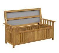 Outsunny Banc de jardin 2 places en bois avec rangement de 186L banc d'extérieur avec accoudoirs 128,5 x 56 x 53,5 cm marron
