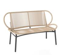 Outsunny Banc de Jardin 2 Places en Résine Tressée 138x62x83cm Naturel
