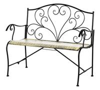 Outsunny Banc de Jardin 2 Places Fer Forgé Métal Noir Doré | Style Néo-rétro, Lignes Fuselées, Effet Vieilli