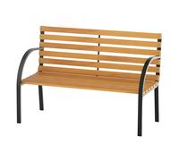 Outsunny Banc de jardin 2 places grand confort accoudoirs dossier haut ergonomiques latte bois 122 x 60 x 80 cm bois naturel