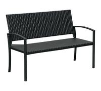 Outsunny Banc de jardin 2 places résine tressée design contemporain grand confort accoudoirs dossier haut ergonomiques acier 122 x 60 x 87 cm noir