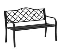 Outsunny Banc de Jardin 2 Places Style Antique 128 x 58,5 x 89 cm Noir | en Fonte, avec Accoudoirs et Dossier, Banquette Extérieure, Balcon Terrasse Patio Véranda Pelouse