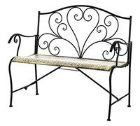 Outsunny Banc de Jardin 2 Places Style néo-rétro Fer forgé Lignes fuselées métal Noir doré Effet Vieilli