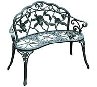 Outsunny Banc de Jardin 2 Places Style néo-rétro Motif Rose Lignes fuselées 100L x 54l x 78H cm Fonte d'aluminium Vert Vieilli