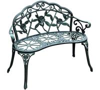 Outsunny Banc de jardin 2 places néo-rétro lignes fuselées fonte d'aluminium 100x54x78 Vert vieilli
