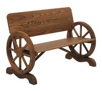 Outsunny Banc de jardin 2 places style rustique chic accoudoirs roues charette bois sapin traité 114 x 58 x 80 cm carbonisée