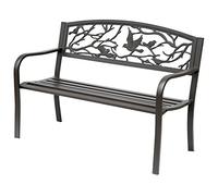 Outsunny Banc de Jardin 3 Places Banc extérieur Jardin Style Rural Chic pour Balcon terrasse Patio 127 x 60 x 85 cm métal époxy anticorrosion Brun