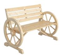 Outsunny Banc de Jardin 3 Places Charge 250kg 105,5x59x75cm Naturel | Banc en Bois, Style Rustique Chic, Accoudoirs Roues, Base Stable, pour Terrasse Parc Patio Balcon, Bois Sapin
