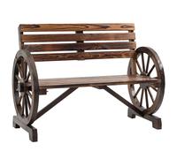 Outsunny Banc de Jardin avec Design de Roue de Chariot pour 2 Personnes en Bois Naturel Marron Foncé 105,5 x 56 x 79 cm