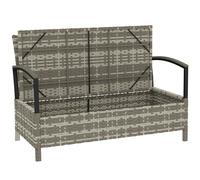 Outsunny Banc de jardin avec rangement 2 places Banc avec coussin poignées 125L Poly Rattan 123 x 70 x 82 cm Dunkelgrau