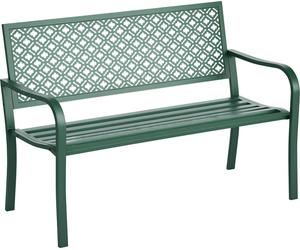 Outsunny Banc de jardin, banc extšŠrieur jardin en acier, avec dossier š€ motif floral, accoudoirs, pour 2 personnes, pour jardin, balcon, charge max. 240 kg, vert foncšŠ