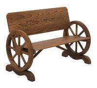Outsunny Banc de jardin 3 places rustique chic accoudoirs roues Bois sapin traité