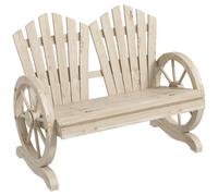 Outsunny Banc de jardin, Design roue de chariot, pour 2 personnes, Bois naturel