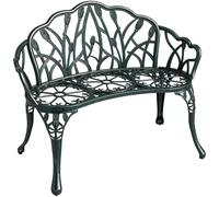 Outsunny Banc de Jardin en Aluminium moulé 99 x 57 x 78 cm Vert Antique | Banc Extérieur 2 Places, Dossier Tulipe, Assise Florale, Accoudoirs, Antirouille, Terrasse Patio Pelouse