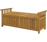 Outsunny Banc de Jardin en Bois 2 Places avec Espace de Rangement de 151L, Banc d'extérieur avec accoudoirs, Charge 240 kg, pour Jardin Balcon, 128,5 x 52 x 53,5 cm Marron