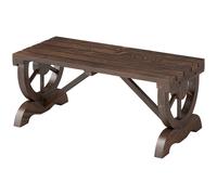 Outsunny Banc de jardin en bois avec assise à lattes, roue décorative, pour patio terrasse balcon arrière-cour, marron