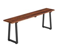 Outsunny Banc de Jardin en Bois Sans Dossier en Bois, Pieds trapézoïdaux en acier, 2 Places à Effet Bois, 150x28x48cm, Carbonisé
