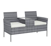 Outsunny Banc de Jardin en résine tressée 2 Places avec Table et Coussins - 135 x 64 x 81 cm - pour Balcon et Terrasse Noir