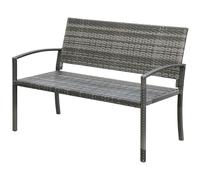 Outsunny Banc de Jardin, en Rotin, avec Cadre en Acier, pour 2 Personnes, gris, 122 x 60 x 85cm