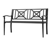 Outsunny Banc de jardin noir en acier pour 2 personnes avec dossier haut et accoudoirs, 128x62.5x81.5 cm