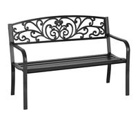 Outsunny Banc de Jardin Terrasse en Acier Fonte 2 Places Charge Max. 220 Kg Noir aosom france