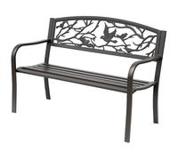 Outsunny Banc de Parc 2 Places Jardin Terrasse Style Rural Chic Acier et Fonte 127 x 60 x 85 cm Brun