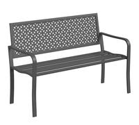 Outsunny Banc d'extérieur en métal 2 Places avec Dossier géométrique antirouille et accoudoirs, siège de Patio pour terrasse, Balcon, Parc, Gris foncé