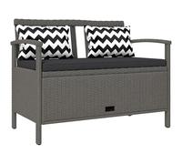 Outsunny Banc extšŠrieur jardin 2 places, banc de rangement 160L en rotin PE, avec coussin, 2 oreillers, cadre en acier, 112 cm, gris